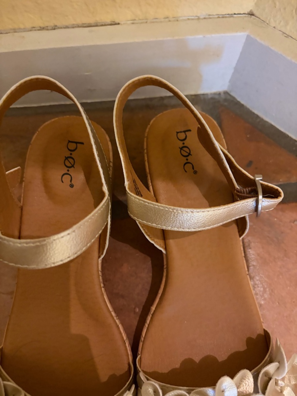 boc Metallic Gold Strappy Sandals with Buckle - Picture 2 of 4